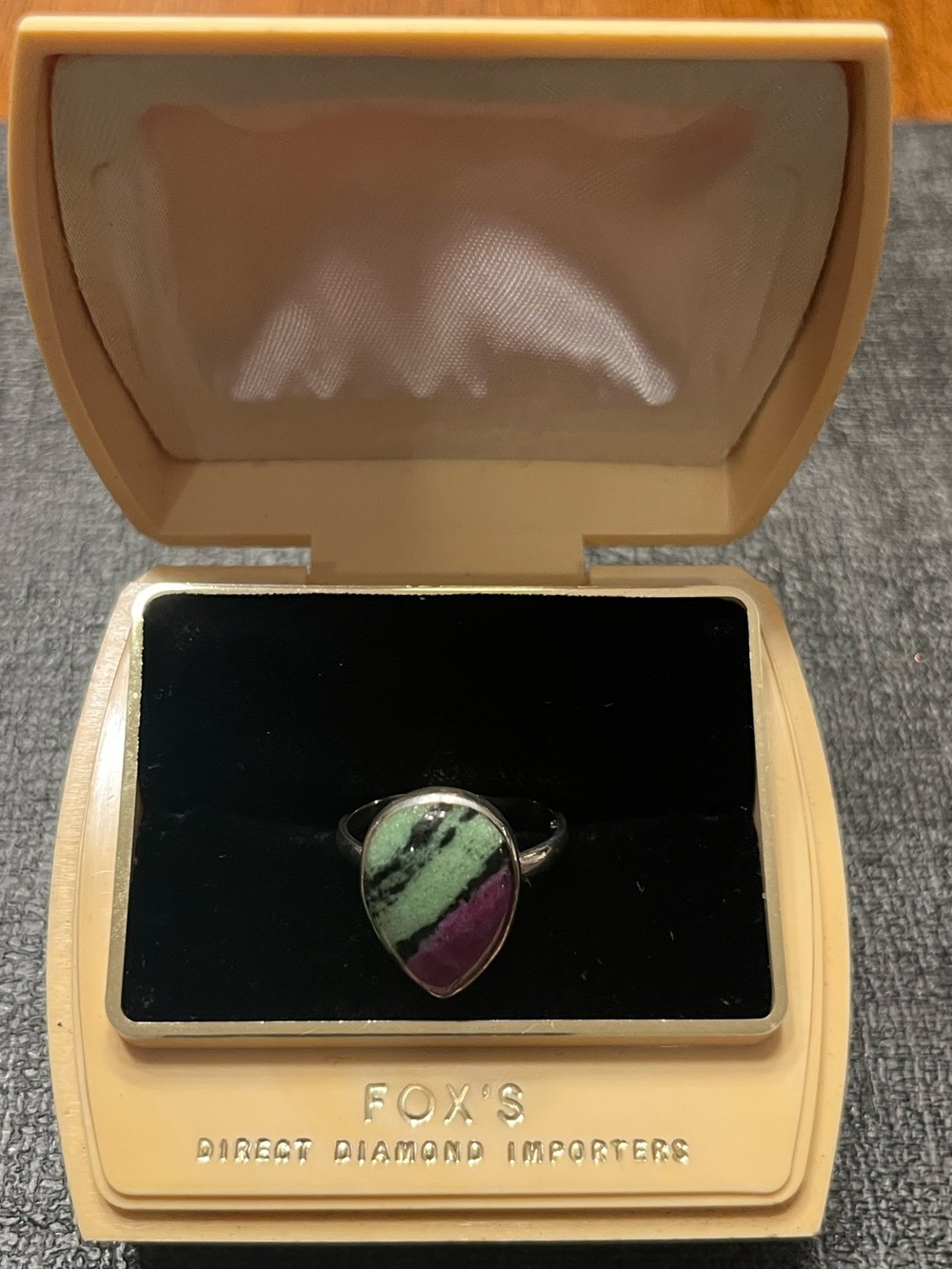 925 teardrop shape Ruby Zoisite ring